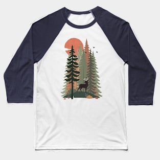 Forest Deer Before Sunset Baseball T-Shirt